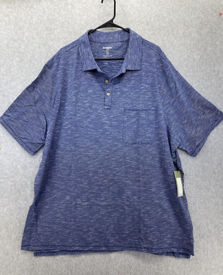 Goodfellow and Co Blue Striped Polo Short Sleeve Plus Size 3XB Big Tall cotton