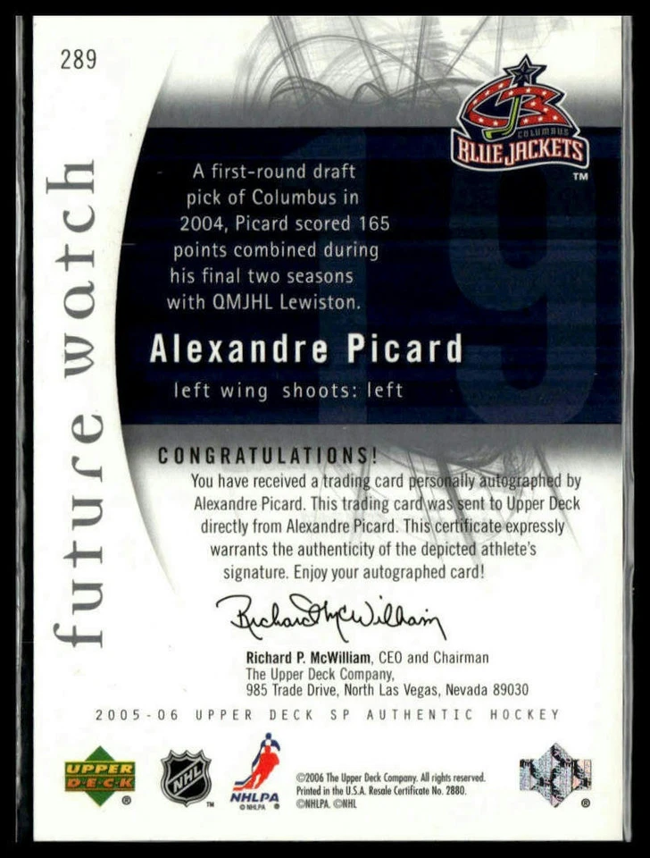 2005-06 Upper Deck Rookie Update #289 Alexandre Picard SP #/999 - Image 2 of 2