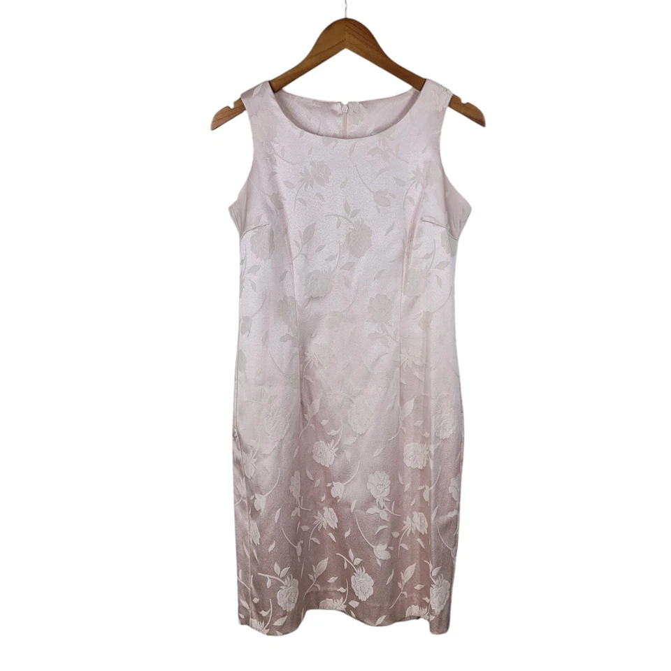 Vestido Vaina Vintage Talla 4 Fiesta Noche Floral Satén Jaquard Rosa Claro Bebé Foto 2 de 4