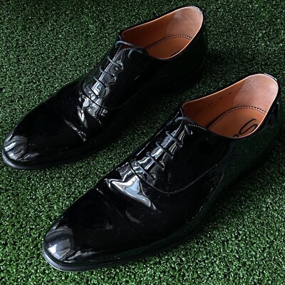 $850 Santoni Men's Black Patent Isaac Cap Toe Oxford Dress Shoe Size US 9 D  | eBay