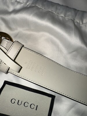 Gucci Leather Belt with Double G Buckle, Cream, Sz 75 | eBay