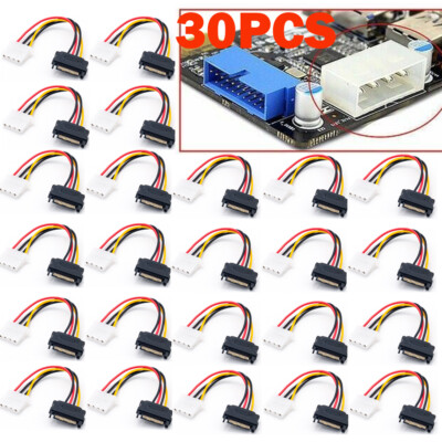 30x  For Male Female 4-pin Drive Adapter adaptor Cable to Molex IDE SATA 15-pin