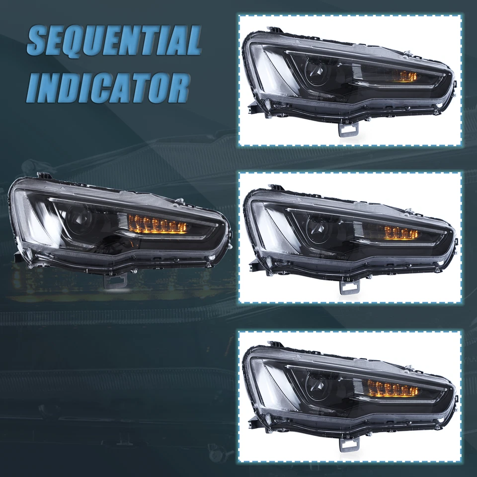 4 faros LED + luces traseras de humo para Mitsubishi Lancer / EVO X 2008-2020 Foto 4 de 4