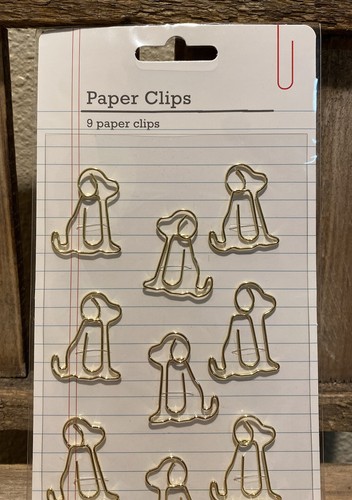 Juego de 9 clips de papel en forma de perro, clips de papel grandes de color dorado para perro - Imagen 5 de 8