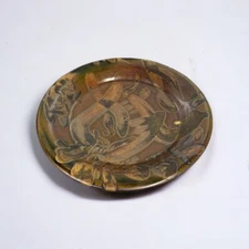 Art Pottery Large Plate Dish Table Centerpiece Brown Tan Unique Decor - READ