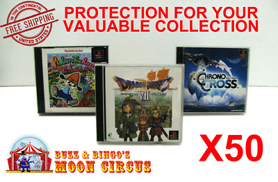 50x SONY PS1 JAPAN OVERSIZED IMPORT CIB - CLEAR PROTECTIVE BOX PROTECTOR SLEEVE 