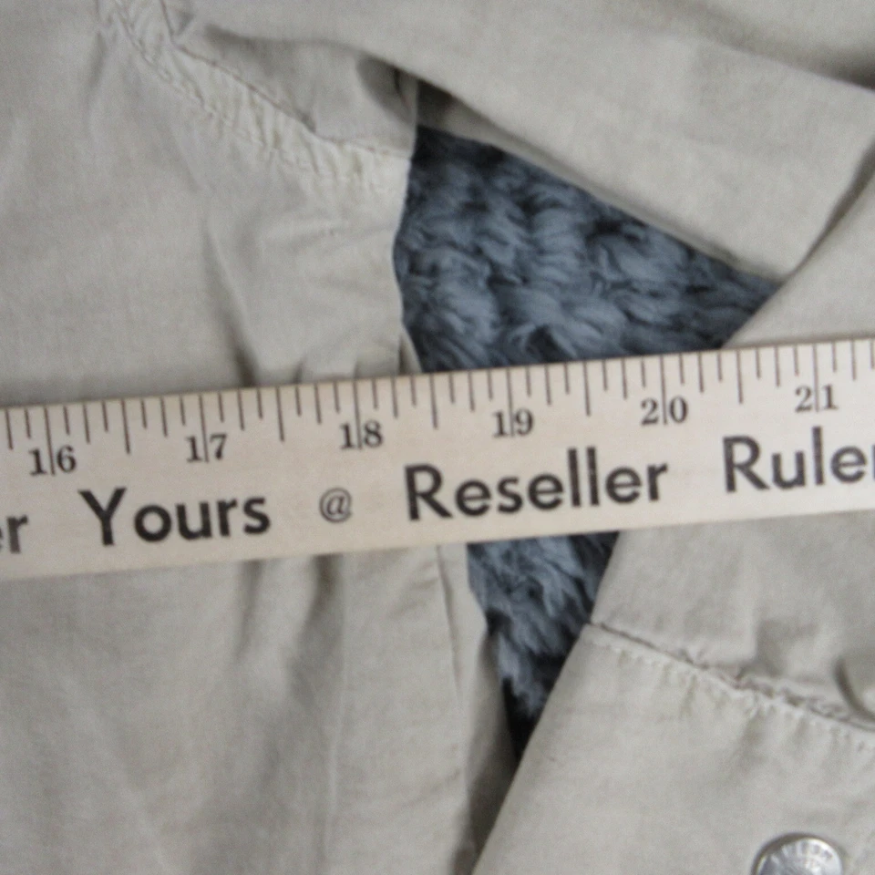 Chaqueta Fresh Produce Mujer Pequeña Beige Denim Manga Larga Botón Foto 4 de 4