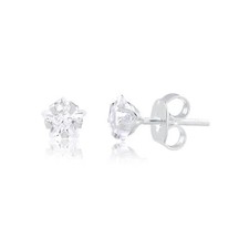 925 Sterling Silver 4 mm Cubic Zircon Star Stud Earrings for Toddlers and Girls