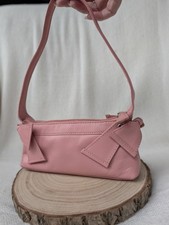 Vintage Y2k Mini Pink Real Leather Shoulder Bag Bratz Bow Knot Detail Y2K 2000s