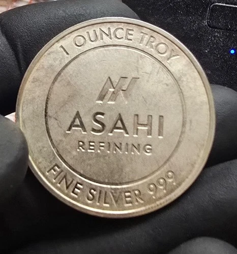 1 OZ Silver Round - Asahi Refining -  .999 Fine Silver  - Bullion