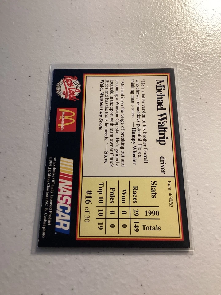 1991 Maxx McDonald's All-Star Race Team - Michael Waltrip #16 - Image 2 of 2