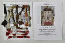 Primitive Cross Stitch Pattern Pineberry Lane Fancey's Sunflowers Chart + Floss