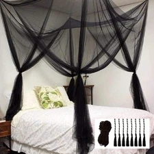 bed canopy curtains, bed canopy drapes, suitable for double beds, black.