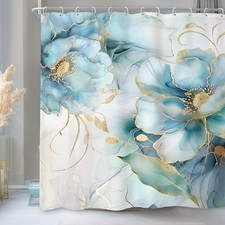 Marble Shower Curtain 72Wx72L Inch Teal 72"W x 72"L Pack of 1 A-teal Blue