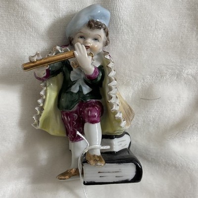 Porcelain Antique Figurine Boy playing flute Victorian Limited Edition 52/85