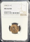 1942 D LINCOLN WHEAT CENT NGC MS 66 RD