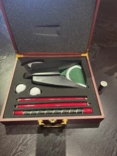 Executive Home Office Indoor Practice Golf Putter Set W/Putting Balls Battery Op