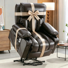 Electric Power Lift Chair Breathable Leather Recliner Chair w/ Massage and Heat