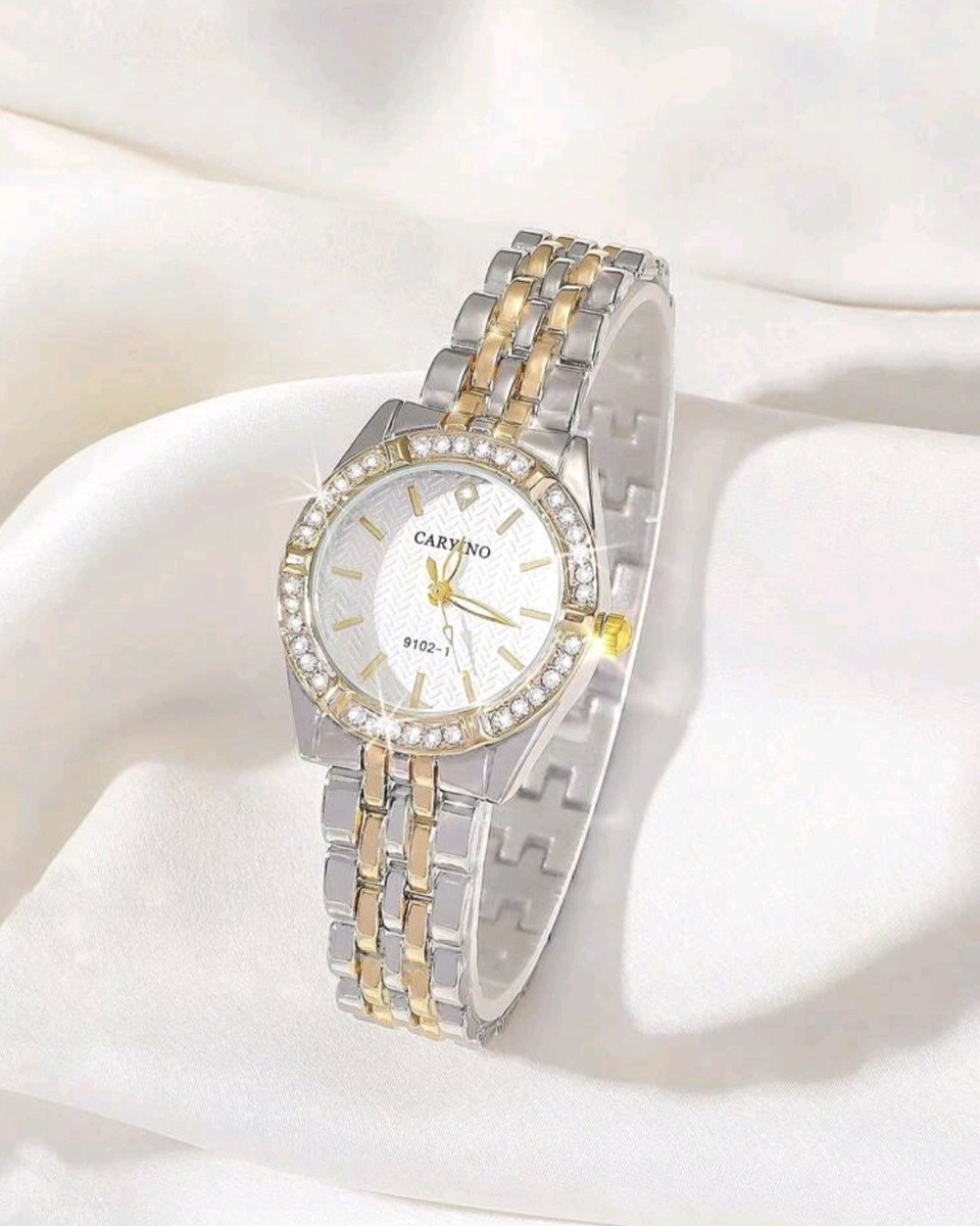 CARYINO 1pc CARYINO 2-Tone Stainless Steel Watch Strap For Women