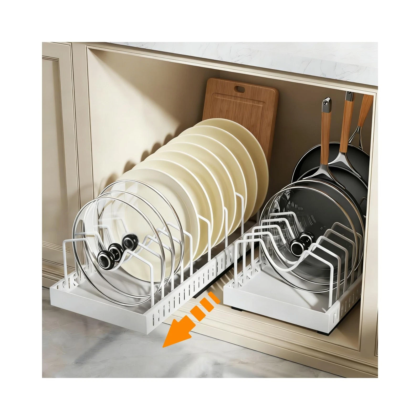 2Pack Expandable Under Cabinet Organizer Rack with 20 Adjustable Dividers for...