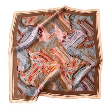 100 Mulberry Silk 21'' Small Scarf Women Neckerchief Wrap Brown Oil Painting