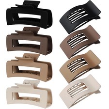 8 Pack Hair Clips for Women, 2 Styles Large Matte No-Slip French Flat Claw Cl...