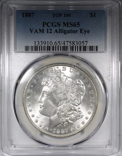 1887 Morgan Dollar PCGS MS65 VAM 12 Alligator Eye Flashy White Coin $1
