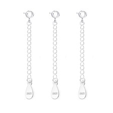 3 Pcs Necklace Extender, 925 Sterling Silver Extension for Jewelry Necklace B...