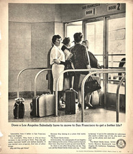 Retail Clerks Union Woman Waits at 1965 Greyhound Bus Terminal Vtg Mag Print Ad