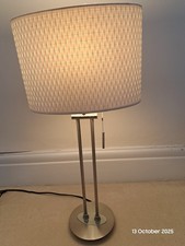 John Lewis Preston Table Lamp, Stainless Steel Base, White Cylinder Shade