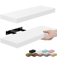 16 Inch Floating Shelf White 2 Pack Wall Mount Invisible Brackets