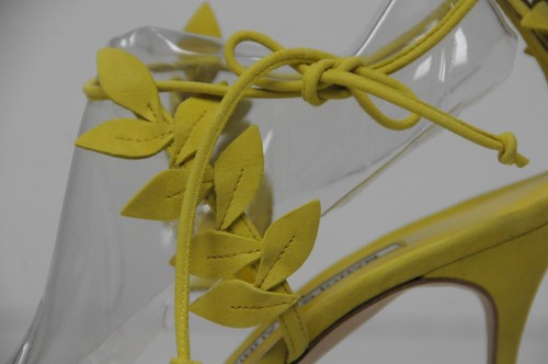 Nuevo Manolo Blahnik Bolabasan Hoja Amarillo Sandalias de Tiras 38 40 - Imagen 5 de 16