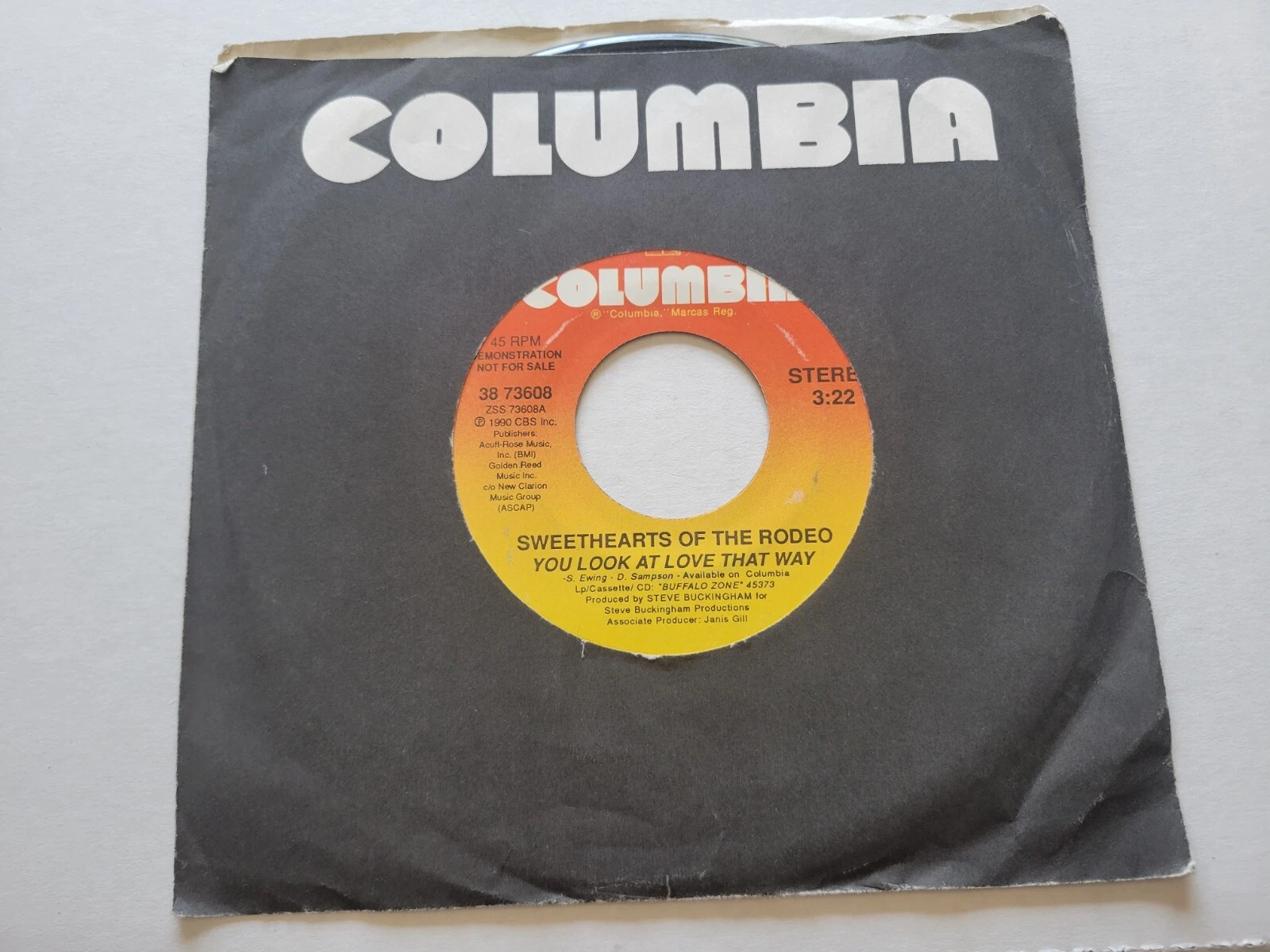 SWEETHEARTS OF THE RODEO - You Look At Love That Way 1990 PROMO Country 7" (EX)