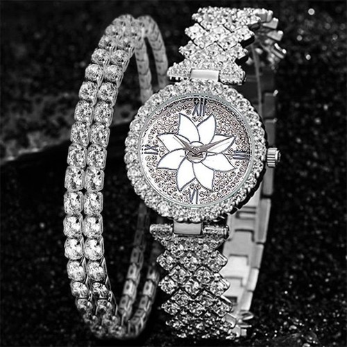 Ladies Wrist Watch Stainless Steel Box Watch & Bracelet Sets Women Gift Analogue - Picture 14 of 15