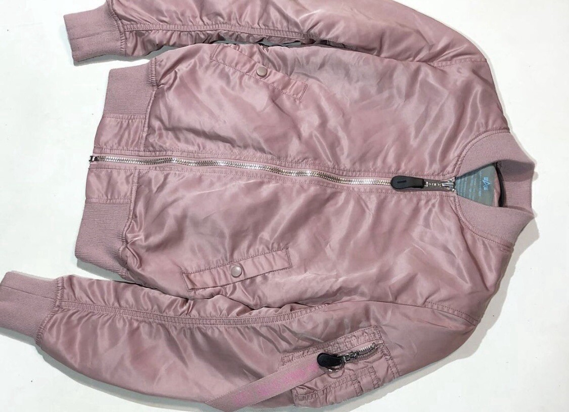 Alpha Industries Jacket Women's Pink Full Zip Bomber Military Flight MA-1 image 7