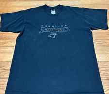 Vtg 90s Carolina Panthers NFL Embroidered Single Stitch T-Shirt Size XL