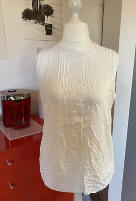 promod Bluse Weste Hemd Shirt Damen Mädchen etwas zerknittert 36/38 S/M weiß
