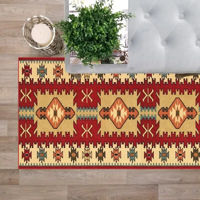 AMERIDECOR Custom Size Hallway Runner Rug Non Slip Rubber Back RED Bohemian Oriental