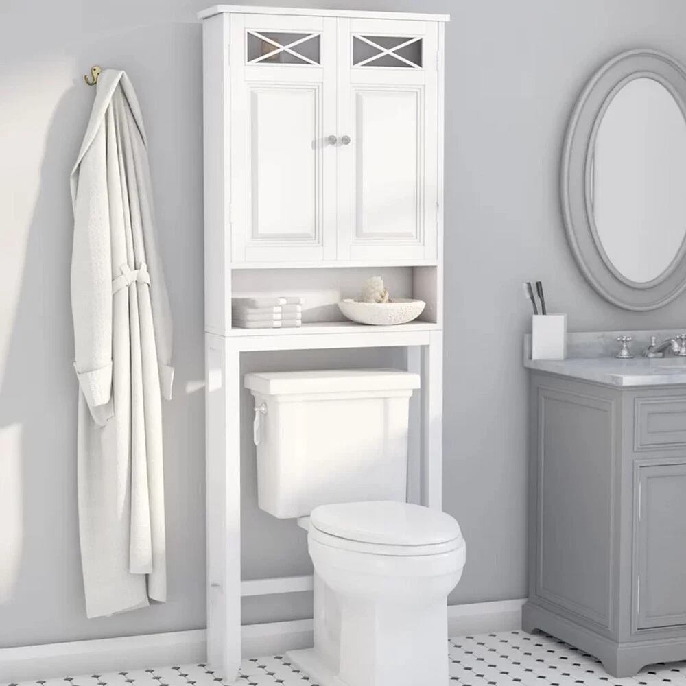 Over The Toilet Bathroom Storage E Saver Cabinet White 68 H