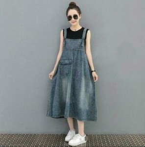 ladies denim overall dress