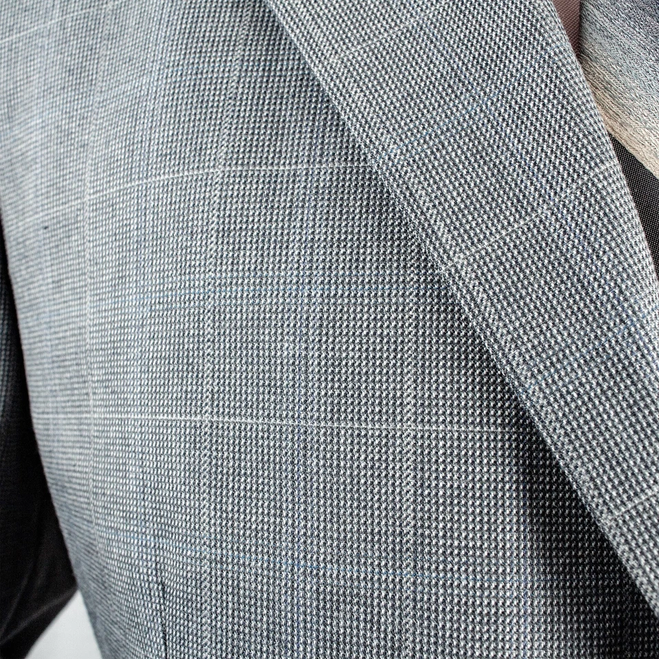 Nuevo Abrigo Chaqueta Hombre CLUB ROOM Azul Aqua Cuadros Pata de Gallo 2 Botones Talla 40 S Foto 2 de 4