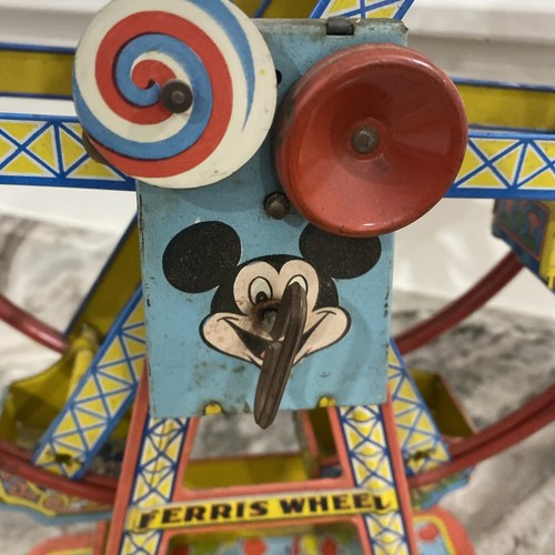 DISNEYLAND MICKEY MOUSE FERRIS WHEEL 1950s Chein & Co Tin Toy IT WORKS - Picture 12 of 17