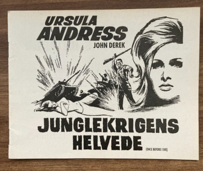 Once Before I Die Ursula Andress, John Derek 1966 Danish Movie Program
