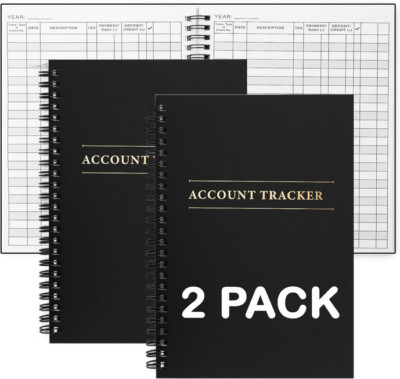 2 Pack Expense Tracker Ledger - 100 Pages Finance Book for Home & Small Business