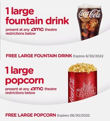 Buy ⚡️FAST DELIVERY! AMC Theaters - 1 Large Popcorn & 1 Large Drink / Soda Vouchers