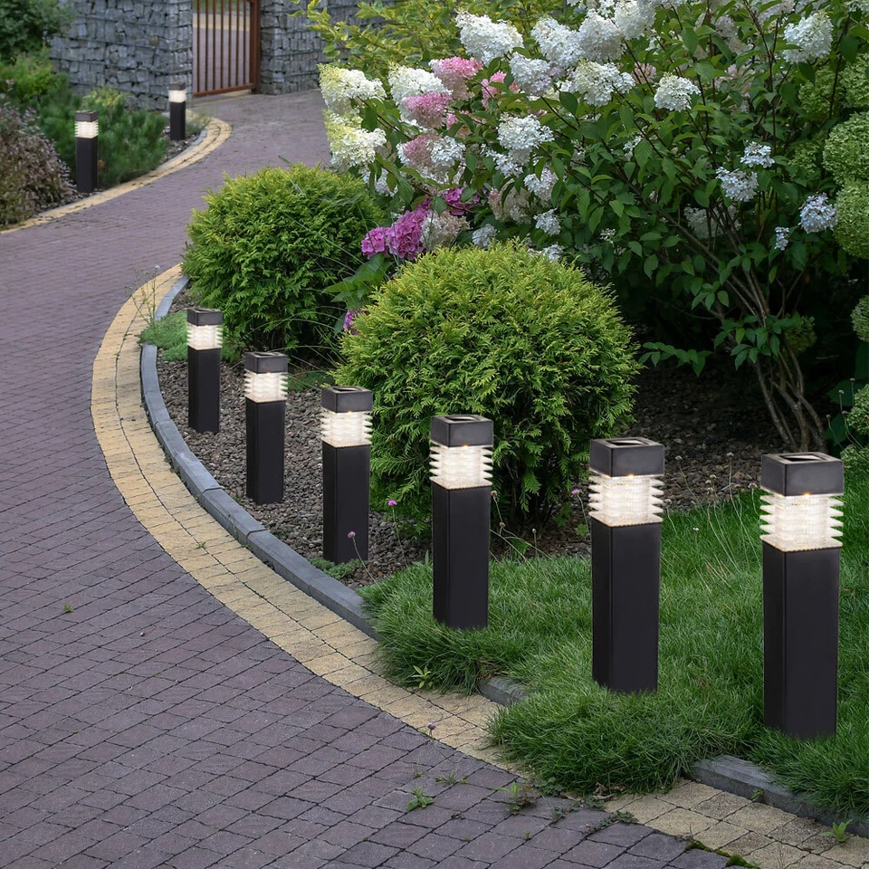 Außenlampe Solarleuchte Wegelampe grau LED Gartenleuchte Erdspieß H 38 cm 4x - Bild 3 von 4