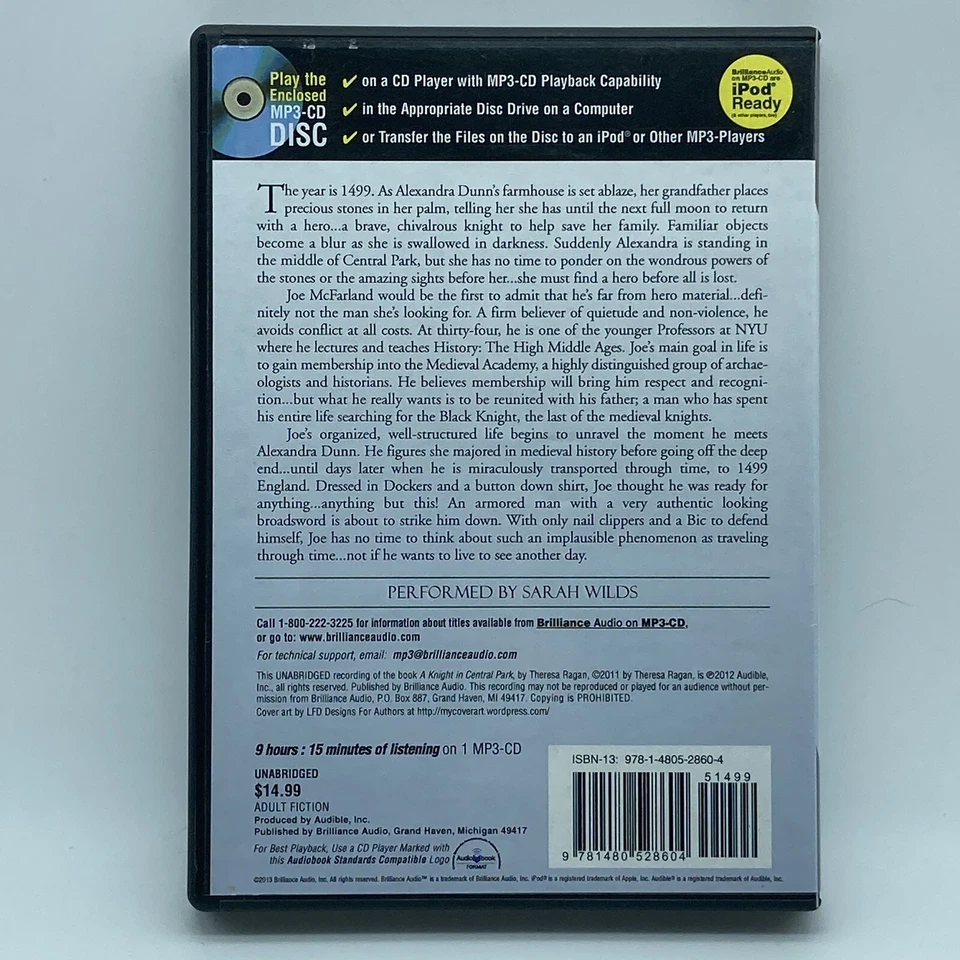 Theresa Ragan "A Knight in Central Park" MP3 CD 2013 Audiobook Fiction Romance - Image 2 of 4