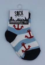 Sock It To Me Toddler Crew Socks Nautical Anchors Shoe Size 4-7