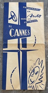 Vintage 1957 Picturesque Drives Around Cannes France Map Travel Info Brochure