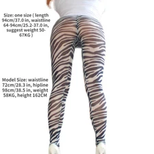 Women Stripe Mesh Leggings Sheer Fitness Skinny Pants Stretchy Outdoor Sexy